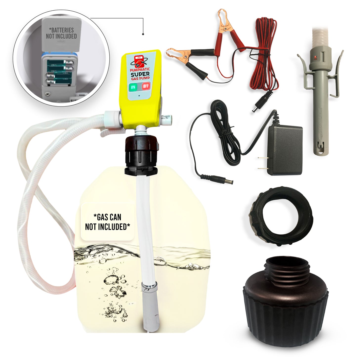 BRS Super Diesel Pump Yellow Super Gas Pump Diesel Fuel Transfer Siphon Pump + 3 Power Sources w/ Extra Long Hose - BRS Super Pumps