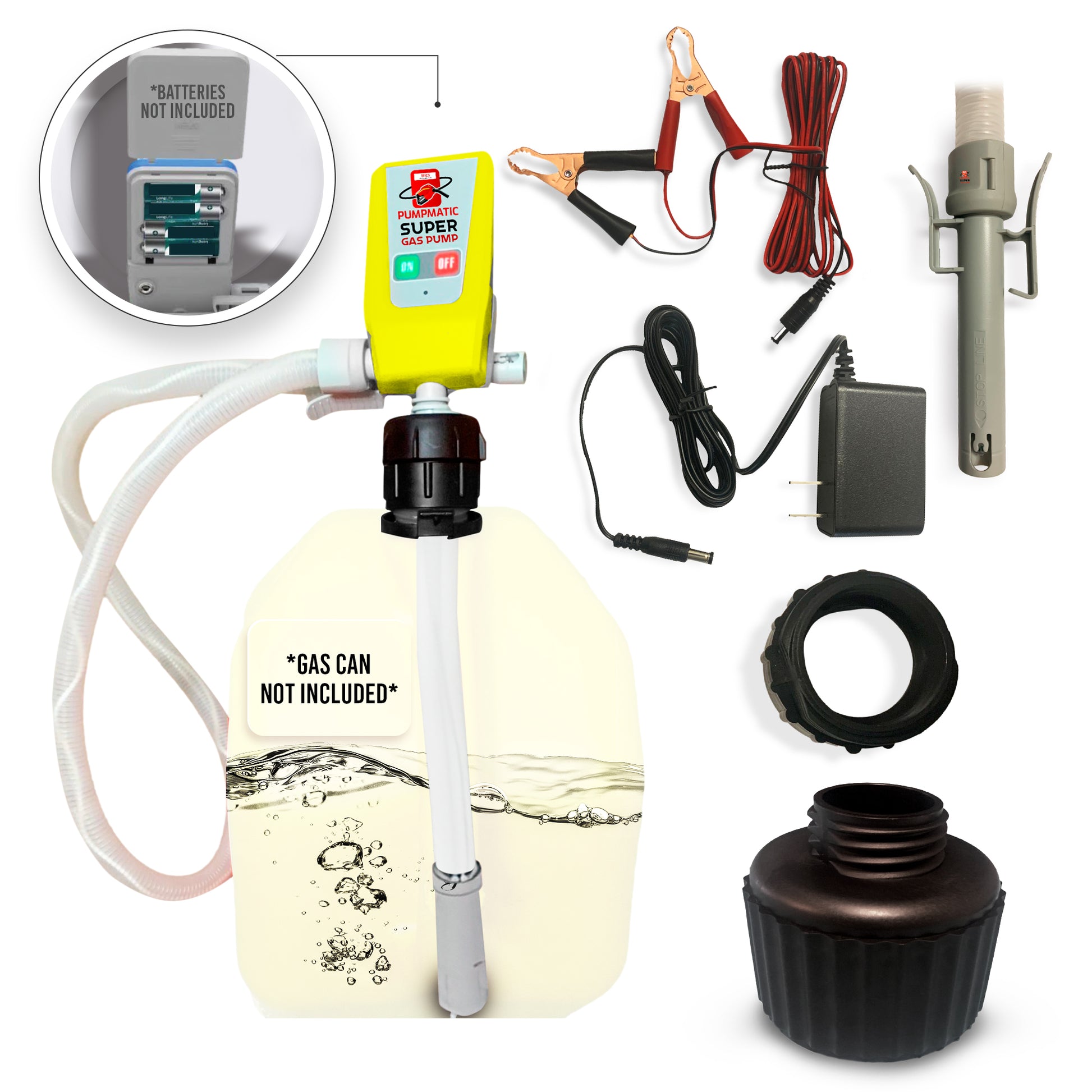 BRS Super Diesel Pump Yellow Super Gas Pump Diesel Fuel Transfer Siphon Pump + 3 Power Sources w/ Extra Long Hose - BRS Super Pumps