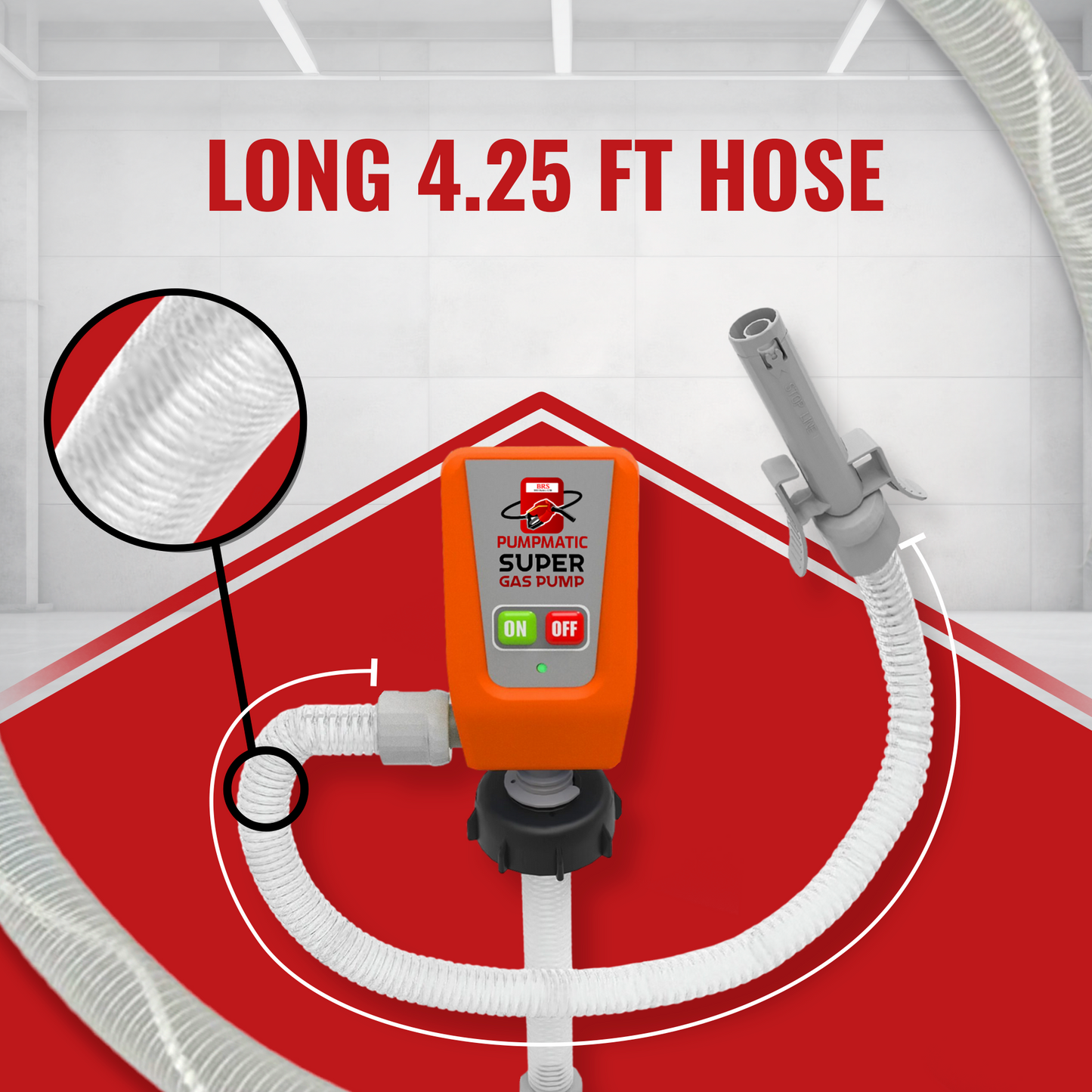 55 Gallon Drum Barrel Pump - Auto-Stop Sensor, 3.2 GPM, 4.25 Ft Hose