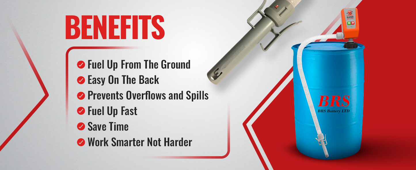 55 Gallon Drum Barrel Pump - Auto-Stop Sensor, 3.2 GPM, 4.25 Ft Hose - BRS Super Pumps