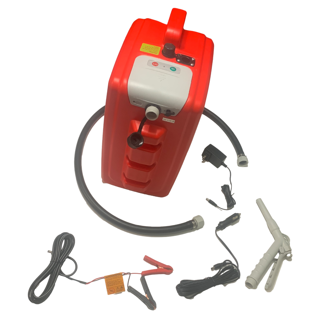 *New* PumpMatic Fast Flow Gas Can System - Heavy Duty Rubber Hose, LED Display, Multi-Power Options for Cars, Boats & Equipment - BRS Super Pumps