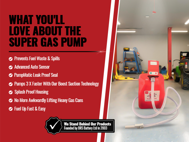 *New* PumpMatic Super Long Gas Pump w/ 12 Ft Hose - 3.8 GPM - Gas, Diesel, Kerosene - BRS Super Pumps