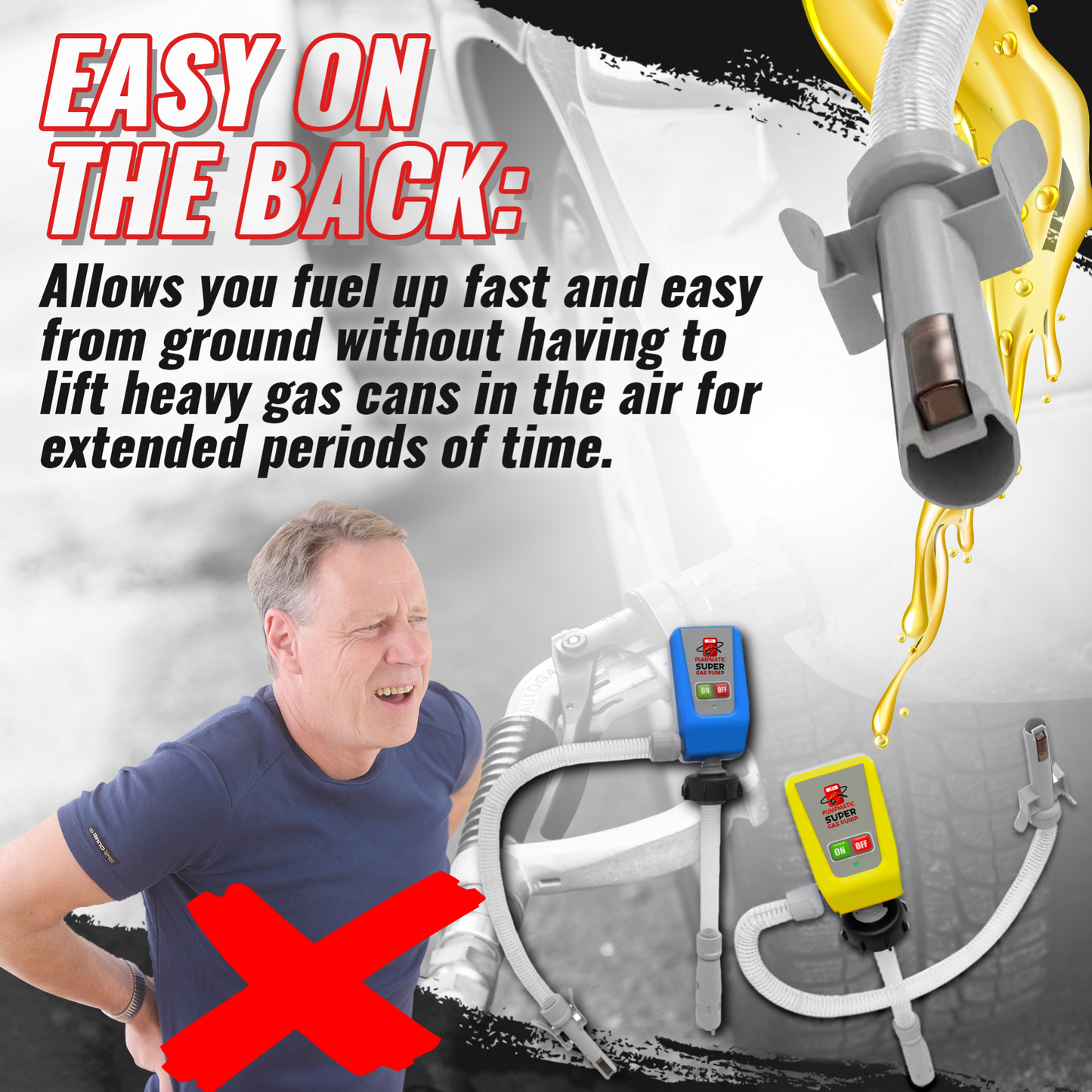 *NEW* BRS Diesel Pump - Yellow Diesel Pump + Diesel Fuel Can Combo Kit -Super Gas Pump for Gas, Diesel, Kerosene, etc.  3 Power Sources w/ Extra Long Hose - BRS Super Pumps