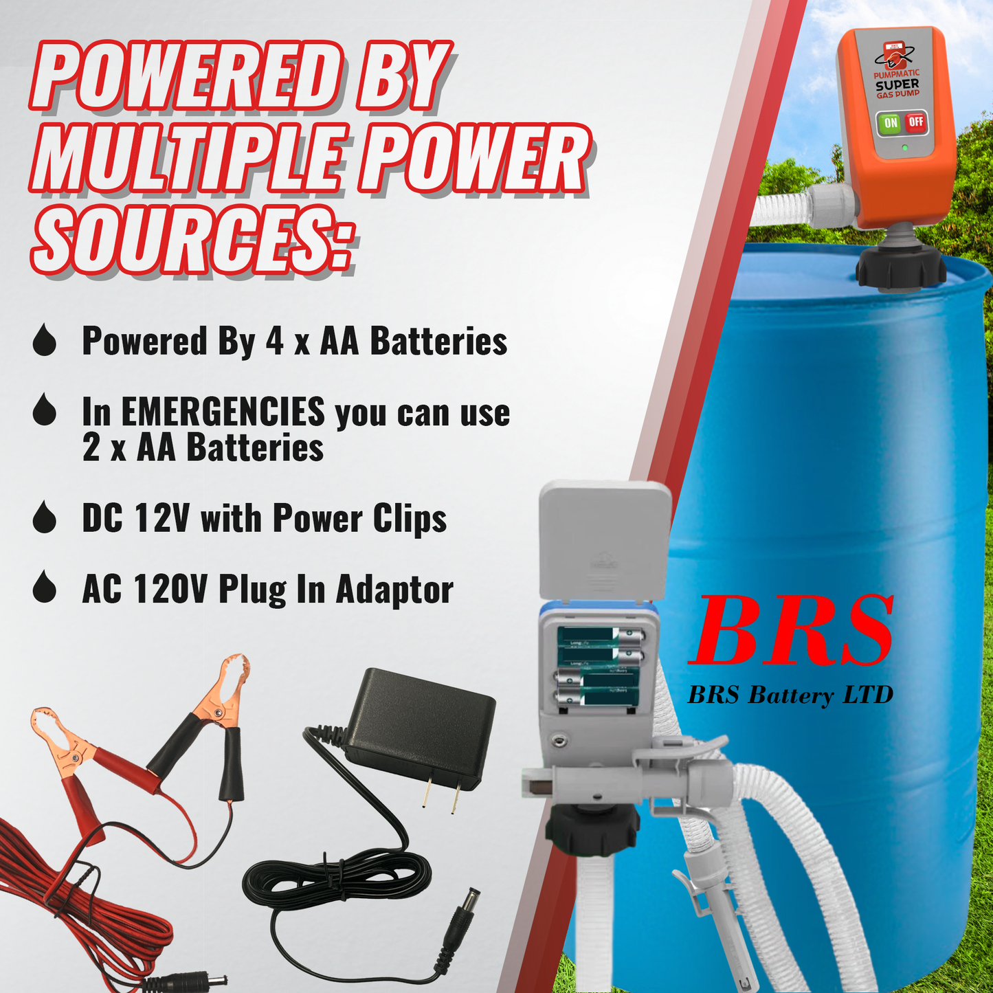 55 Gallon Drum Barrel Pump - Auto-Stop Sensor, 3.2 GPM, 4.25 Ft Hose
