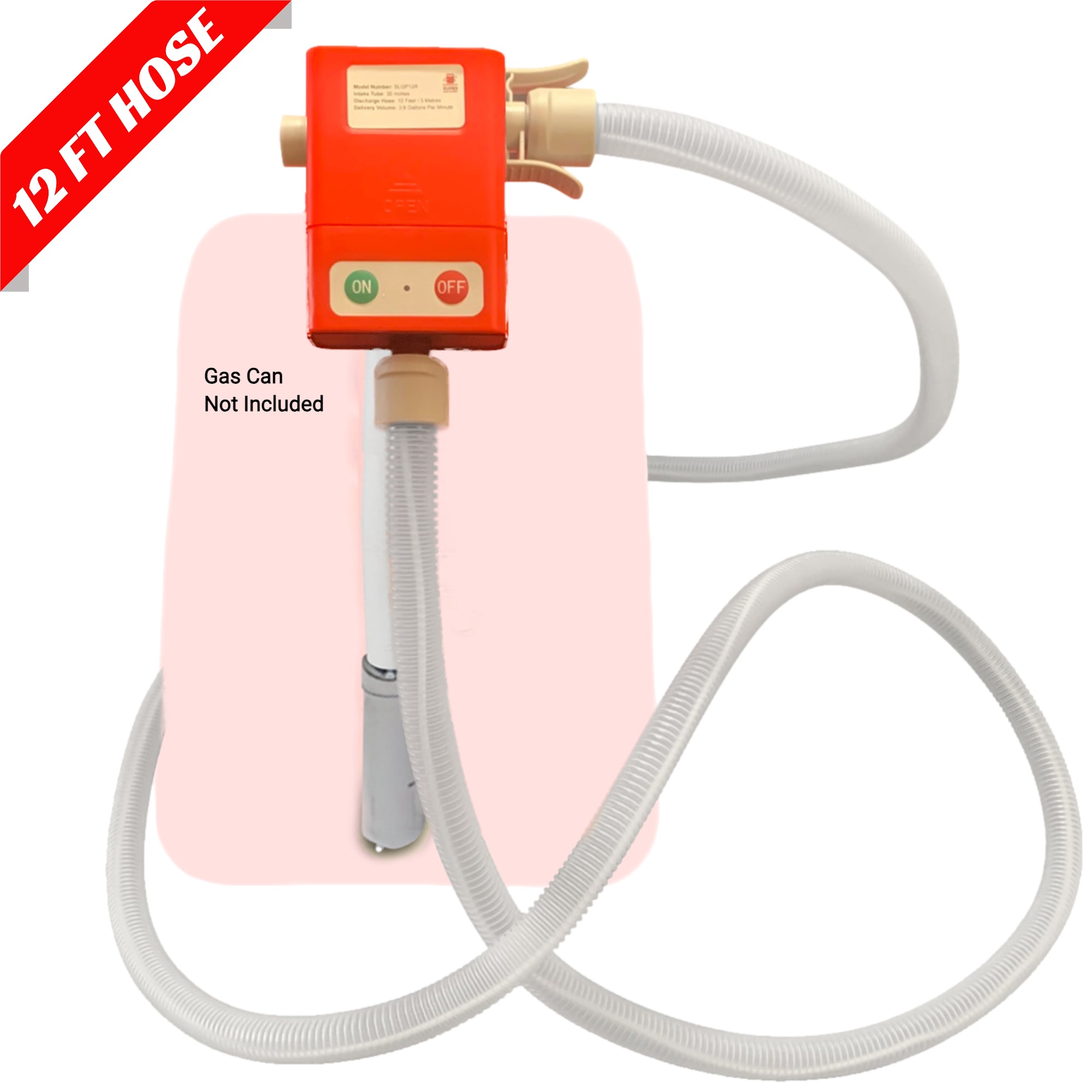 *New* PumpMatic Super Long Gas Pump w/ 12 Ft Hose - 3.8 GPM - Gas, Diesel, Kerosene - BRS Super Pumps