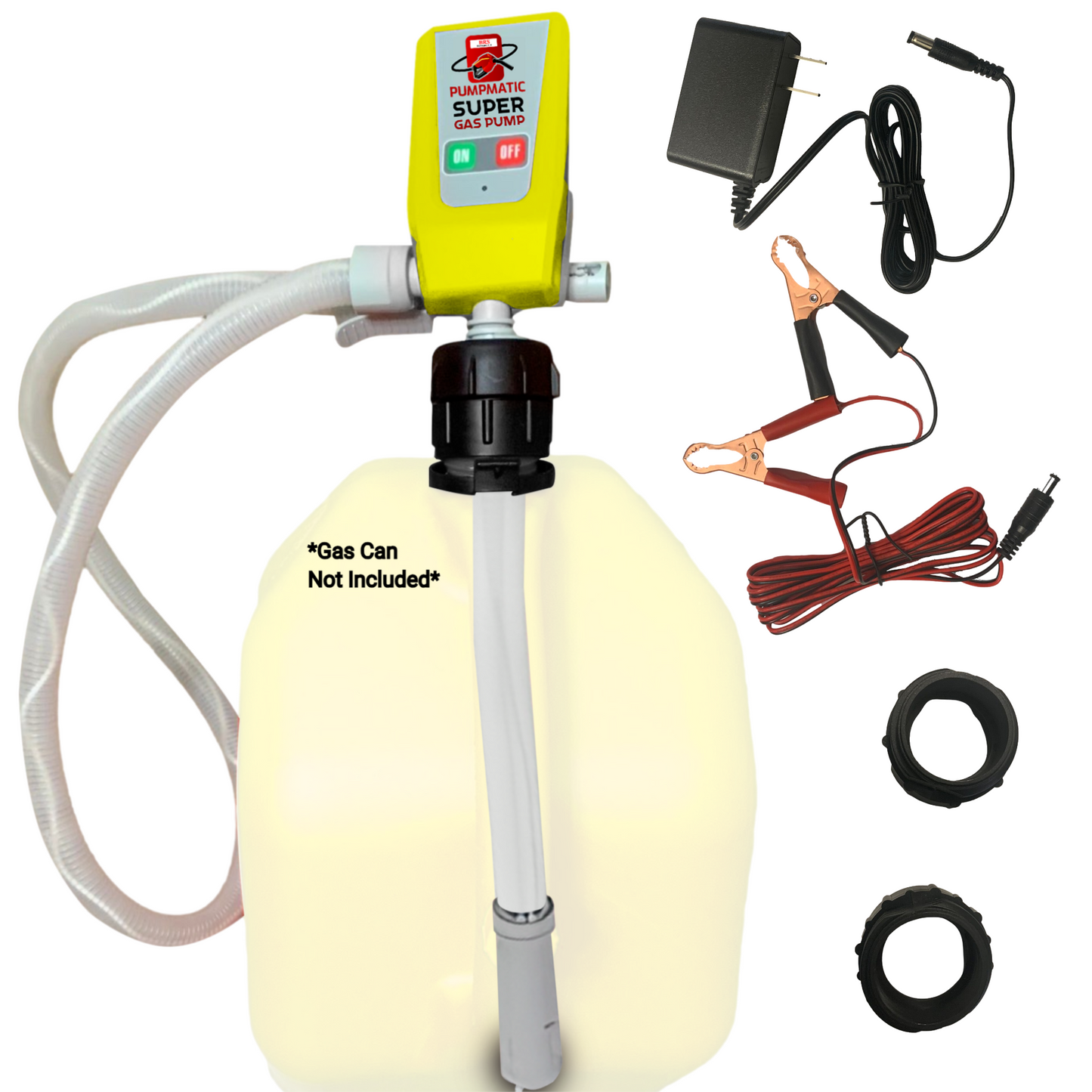 BRS Super Diesel Pump Yellow Super Gas Pump Diesel Fuel Transfer Siphon Pump + 3 Power Sources w/ Extra Long Hose - BRS Super Pumps