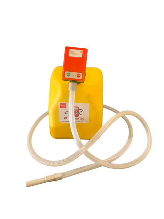 PUMPMATIC 12 FT HOSE DIESEL + 5 GALLON YELLOW CAN COMBO KIT - 3.8 GPM - GAS, DIESEL, KEROSENE - BRS Super Pumps