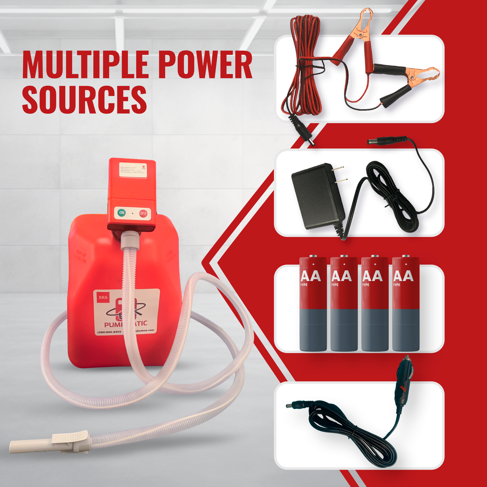 *New* PumpMatic Super Long Gas Pump w/ 12 Ft Hose - 3.8 GPM - Gas, Diesel, Kerosene - BRS Super Pumps