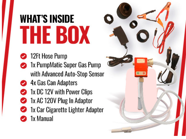 *New* PumpMatic Super Long Gas Pump w/ 12 Ft Hose - 3.8 GPM - Gas, Diesel, Kerosene - BRS Super Pumps