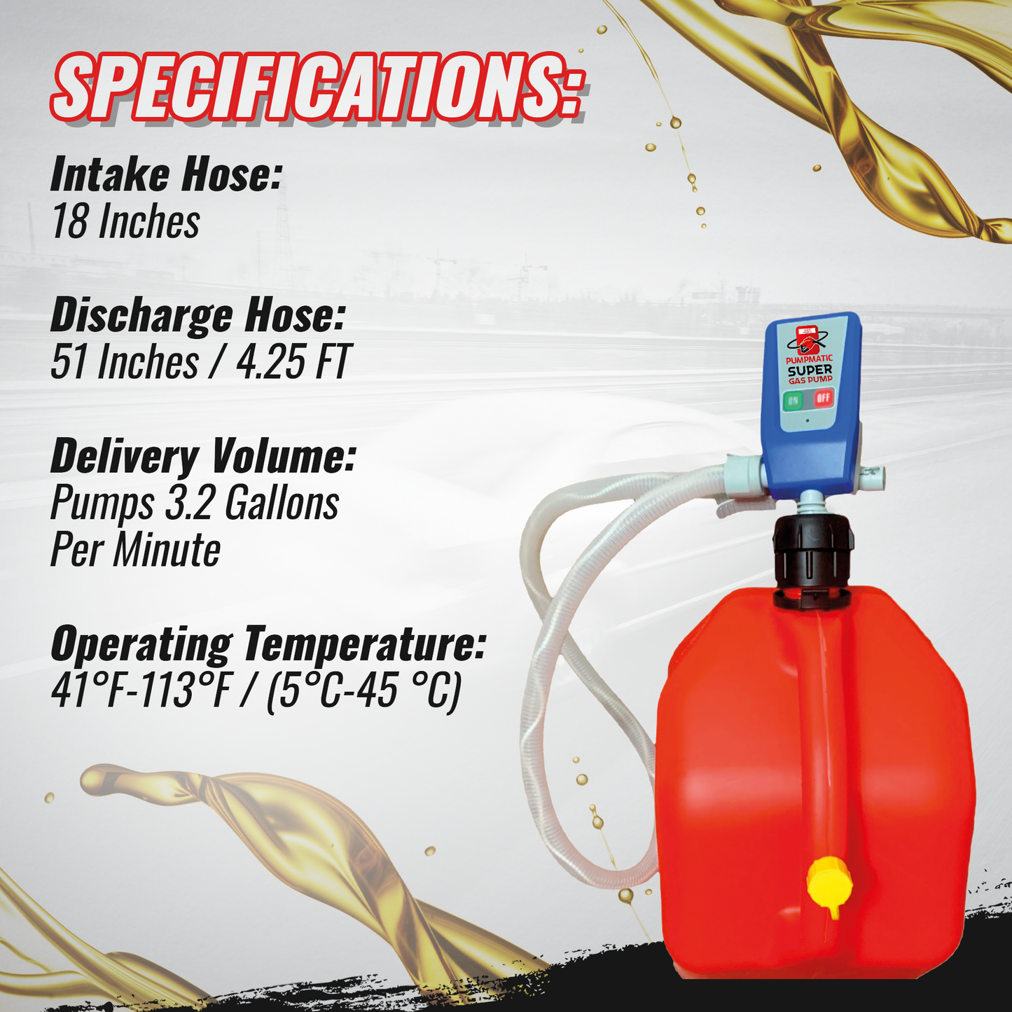 *NEW* BRS Fuel Pump + Jerry Can Kit - Transfer Gas, Diesel, Kerosene, etc. + 3 Power Sources w/ Extra Long Hose - BRS Super Pumps