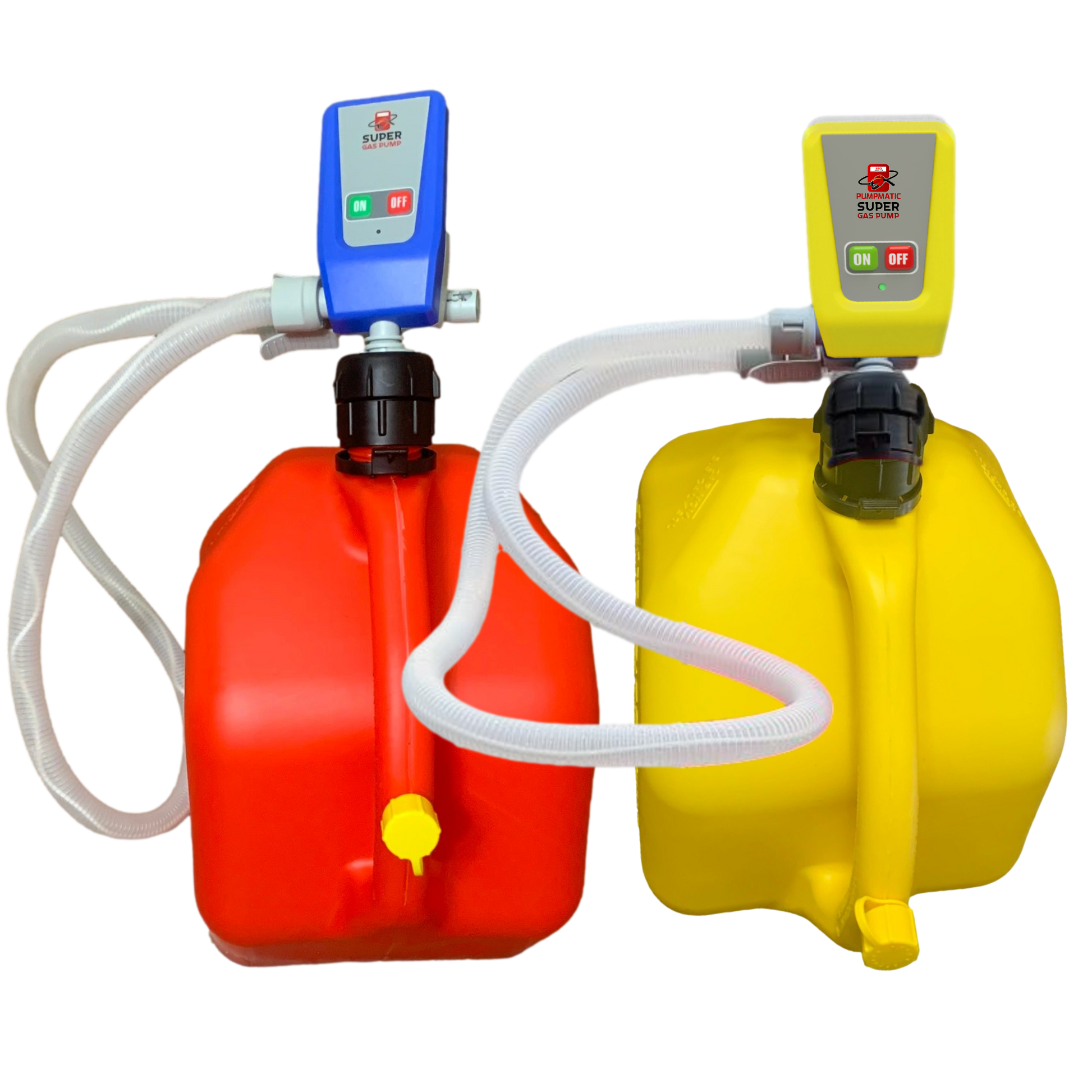 Gas & Diesel Pump Pack - PumpMatic Super Gas Pump Fuel Transfer Pump for Gas, Diesel, Kerosene + 3 Power Sources w/ Extra Long Hose Siphon - BRS Super Pumps