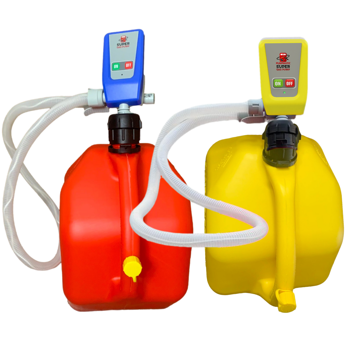 Gas & Diesel Pump Pack - PumpMatic Super Gas Pump Fuel Transfer Pump for Gas, Diesel, Kerosene + 3 Power Sources w/ Extra Long Hose Siphon - BRS Super Pumps