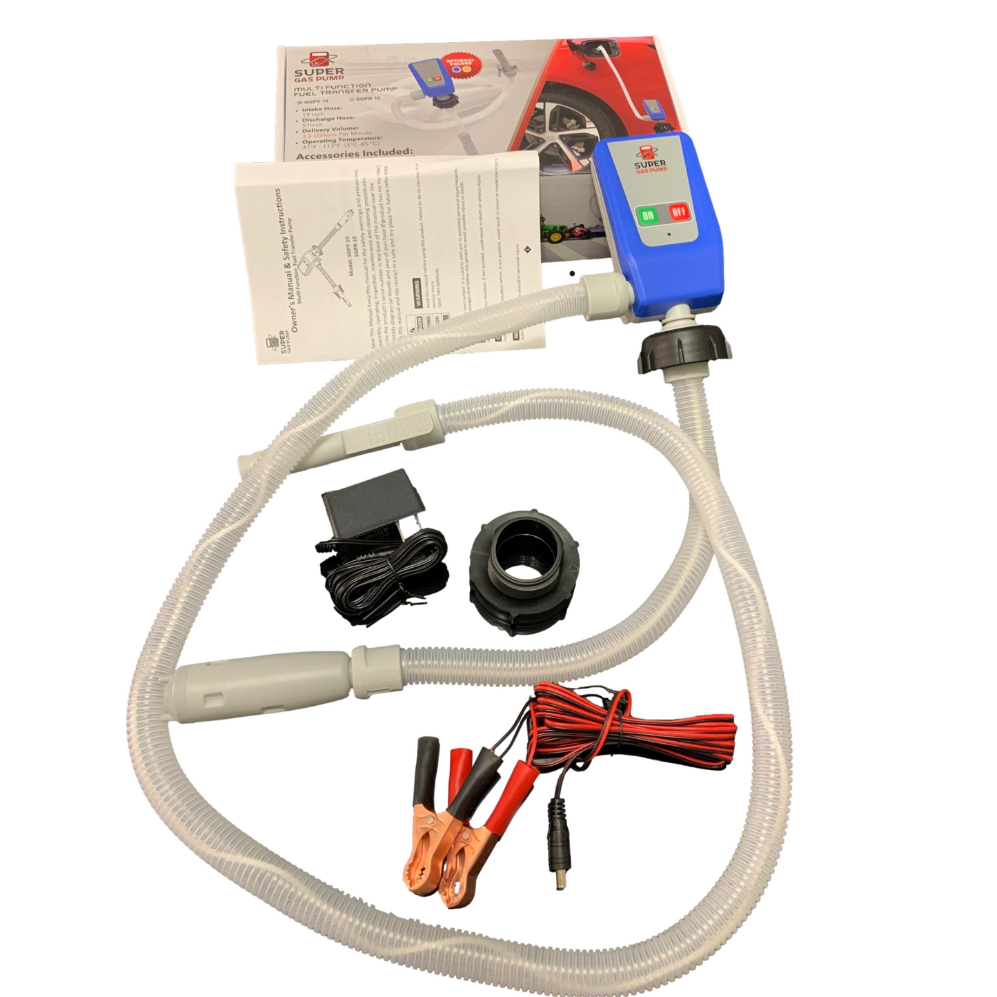 *NEW* BRS Fuel Pump Blue Super Gas Pump Fuel Transfer Siphon Pump for Gas, Diesel, Kerosene, 3 Power Sources w/ Extra Long Hose - BRS Super Pumps