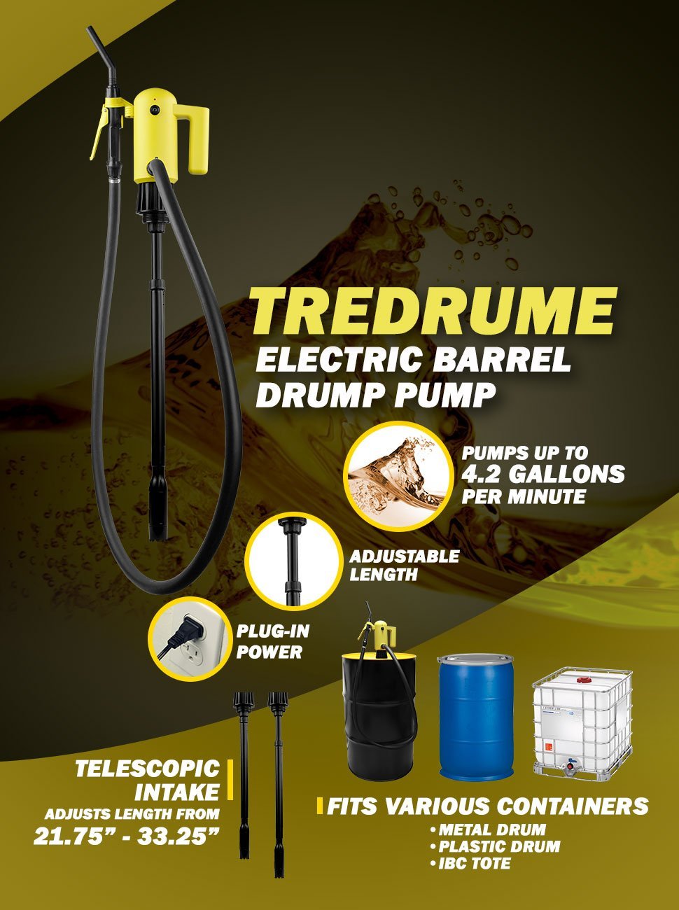 TREDRUME Telescopic Electric Drum Pump - BRS Super Pumps