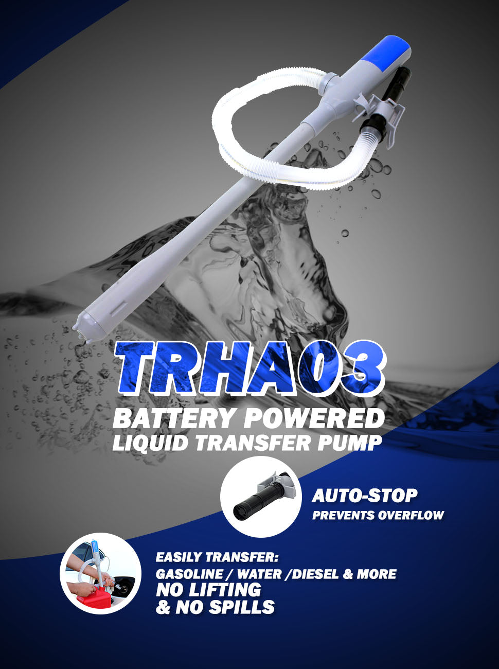 Tera Pump TRHA03 Liquid Transfer Pump with Auto-Stop and Buzzer - BRS Super Pumps